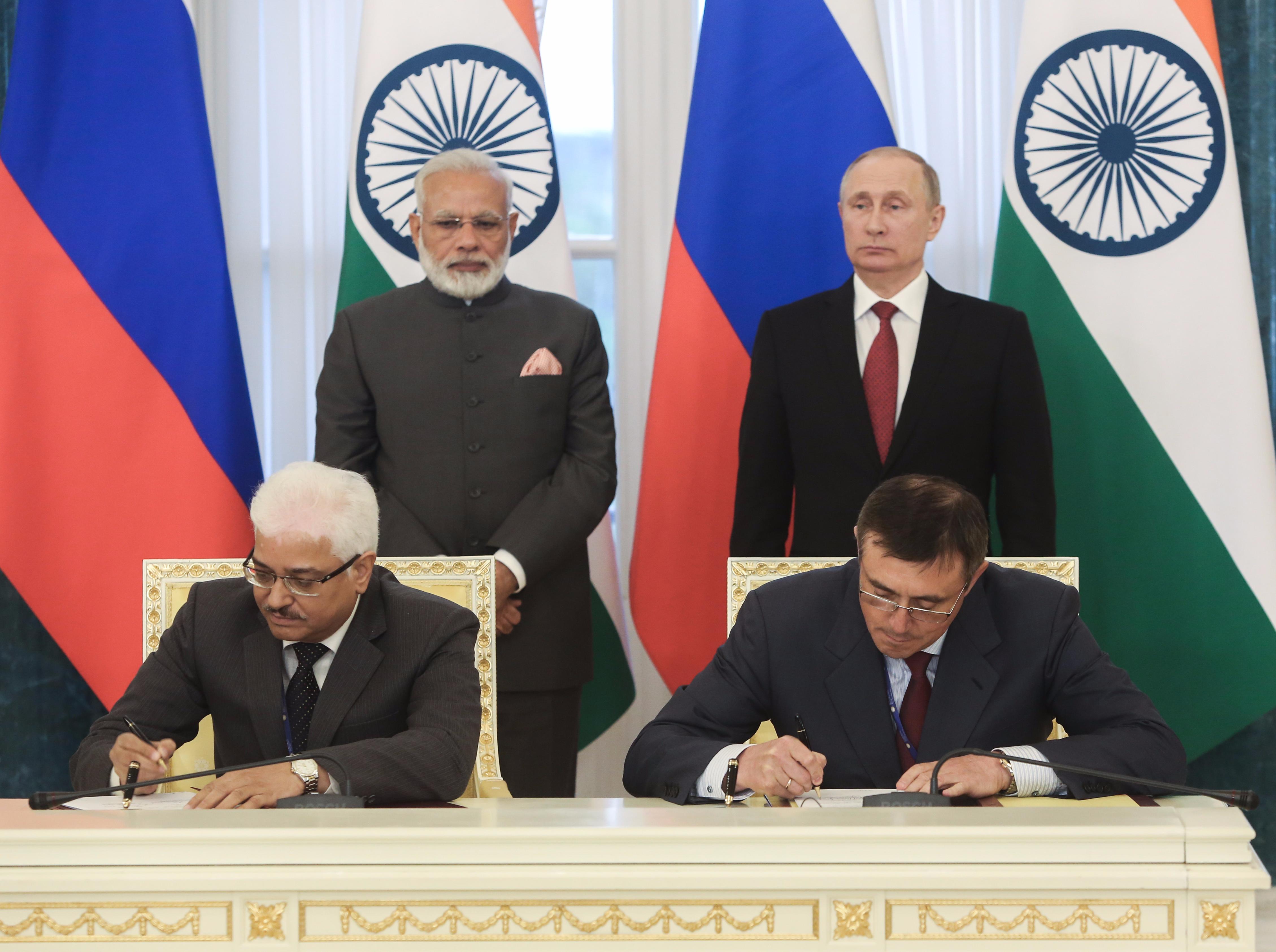 A package of agreements signed following Russian-Indian talks